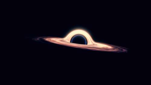 A highly detailed, 5K resolution view of a black hole with a glowing accretion disk... wallpaper images