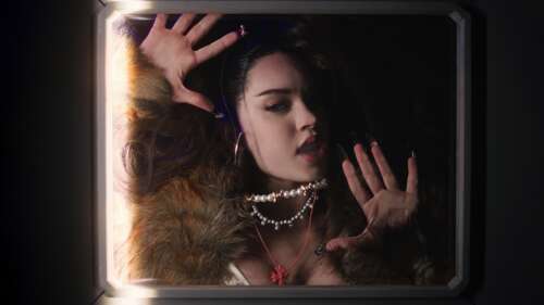 A high-quality, detailed portrait of Daniela, a member of the musical group KATSEYE. wallpaper for pc download