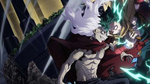 A dramatic scene featuring Izuku Midoriya (Deku) and Tomura Shigaraki from My Hero... pictures for wallpaper