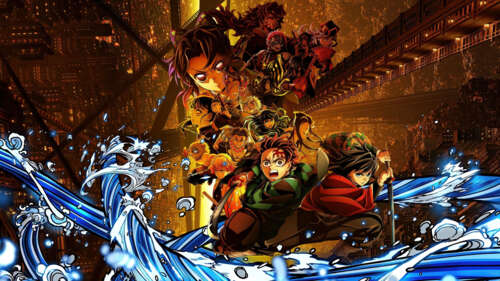 Cinematic anime movie poster for Demon Slayer: Kimetsu No Yaiba - Infinity Castle... ps4 wallpaper