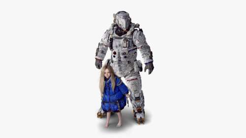 Detailed character renders of Diana and Hugh from the video game Pragmata on a white... free hd wallpapers