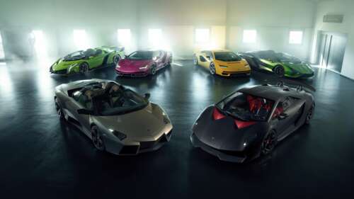 A luxurious Lamborghini automobile presented in the artistic Albert Spiess Collection... free wallpaper for computer