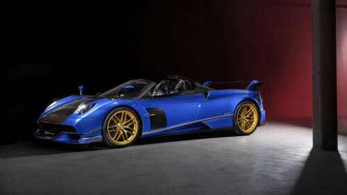 A high-performance Pagani Huayra Roadster sports car displaying its sleek design... wallpaper
