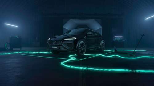A high-detail shot of a black Brabus 900 Superblack and a Lamborghini Urus SE 2026... free background