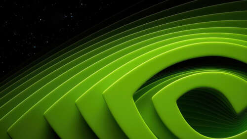 Futuristic Nvidia logo with green abstract glowing background and high-tech design. wallpaper