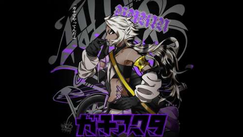Detailed 5K manga illustration of a female character from Gachiakuta on a black background. wallpaper for laptop download