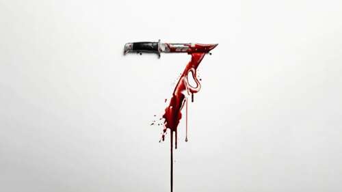 The Ghostface character from the Scream franchise holding a bloody knife against... free wallpaper