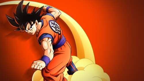 Goku from Dragon Ball Z: Kakarot featuring an orange background. free background