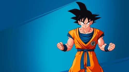 Goku from the Dragon Ball Z: Kakarot anime game posing against a blue background background images hd