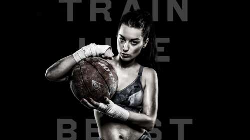 A high-contrast, black and white close-up of a determined female basketball player... high definition wallpaper