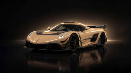 A futuristic 2026 Koenigsegg Jesko sports car with Mansory modifications on a dark... wallpaper download