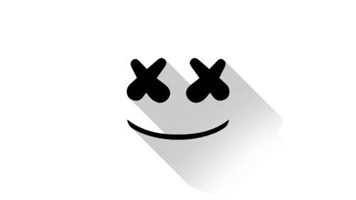 Minimalist black and white material design of Marshmello's iconic helmet. free wallpaper