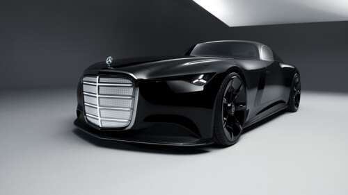A sleek, black Mercedes-Benz Vision Iconic concept car showcasing futuristic automotive... wallpaper download