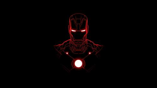 Minimalist outline of Iron Man from Marvel featuring a vibrant red glow on a deep... pictures for wallpaper