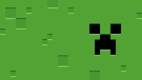 A minimalist pixel art illustration of the green Creeper character from Minecraft... wallpaper