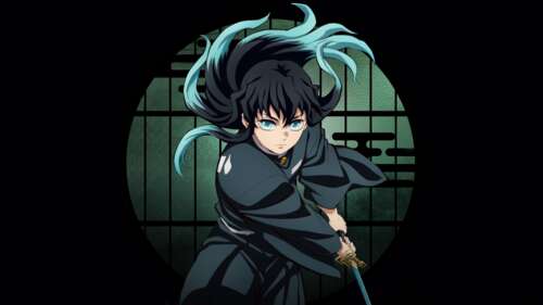 A cinematic anime-style portrait of Muichiro Tokito from Demon Slayer: Kimetsu No... computer backgrounds