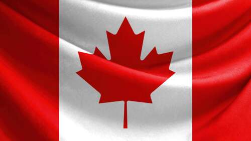 The national flag of Canada featuring a prominent red maple leaf centered between... wallpaper download