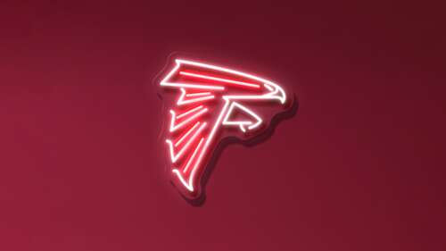 A glowing neon Atlanta Falcons logo centered on a solid red background. computer backgrounds