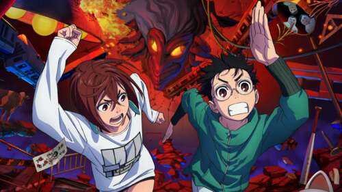 Ken Takakura (Okarun) and Momo Ayase from the Dandadan anime series. computer backgrounds