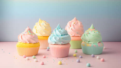 Colorful scoops of ice cream in pastel shades arranged aesthetically against a soft... high definition wallpaper