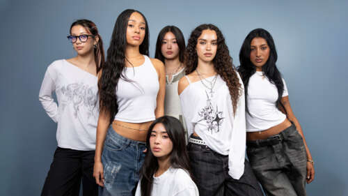 A professional portrait of the KATSEYE girl group members Manon, Sophia, Daniela,... pictures for wallpaper