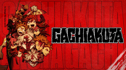 Rudo Surebrec from the Gachiakuta anime series set against a vivid red background. wallpaper