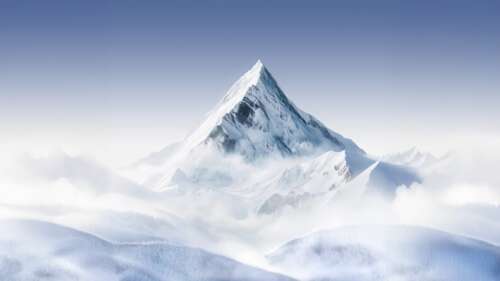 A majestic view of snowy mountain peaks under a cloudy sky with a minimalist white... wallpaper images