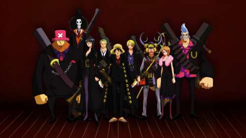 A high-resolution anime poster featuring Monkey D. Luffy, Roronoa Zoro, Sanji, Nami,... wallpaper download
