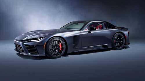 A futuristic and highly detailed Toyota GR GT Prototype concept car featuring advanced... hd background