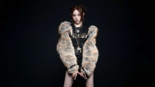 A detailed 5K portrait of Youngseo against a dark, moody background. wallpaper