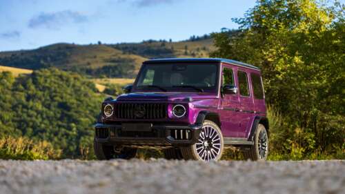 Detailed view of a 2025 Mercedes-AMG G 63 G-Wagon luxury SUV free background