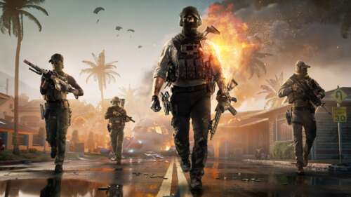 A tactical soldier in advanced combat gear surveying a war-torn landscape in the... wallpaper download