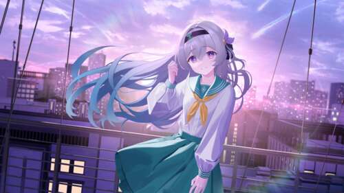High-resolution anime portrait of Firefly from Honkai: Star Rail featuring a purple... wallpaper