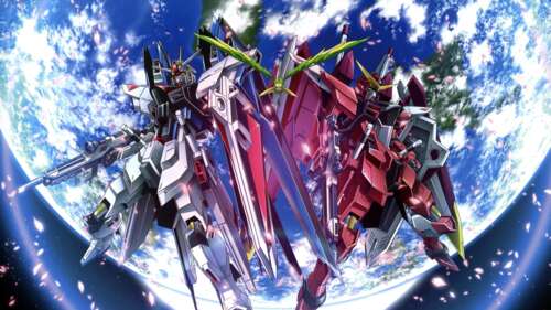 The ZGMF-X10A Freedom Gundam and ZGMF-X09A Justice Gundam from Mobile Suit Gundam... background images hd