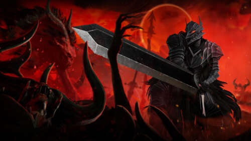 Guts from Berserk wielding the Dragon Slayer sword while wearing the Berserker Armor... high definition wallpaper
