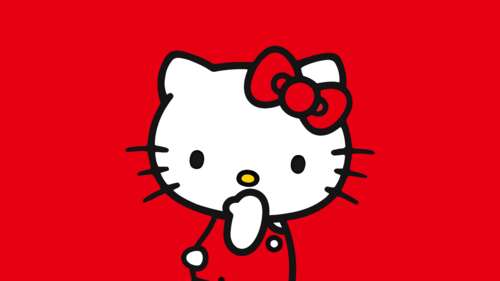 Hello Kitty from Hello Kitty and Friends with a Nintendo Switch on a red aesthetic... hd background