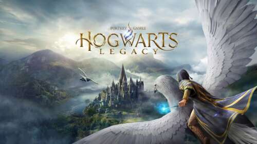 A detailed 5K view of a student from Hogwarts Legacy standing before the magnificent... background images hd