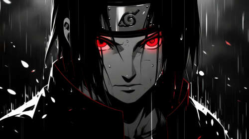 A monochrome, dark aesthetic portrait of Itachi Uchiha from Naruto. wallpaper images