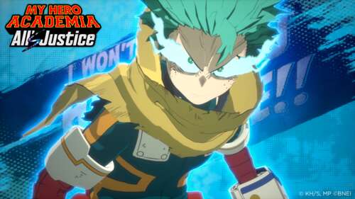 Izuku Midoriya from My Hero Academia in a heroic action pose for the 2026 game All's...