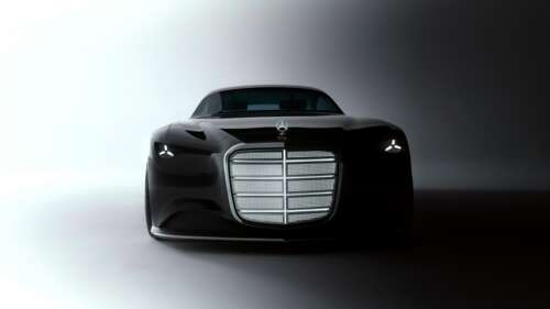 A sleek and futuristic black Mercedes-Benz Vision Iconic 2025 concept car. free wallpaper