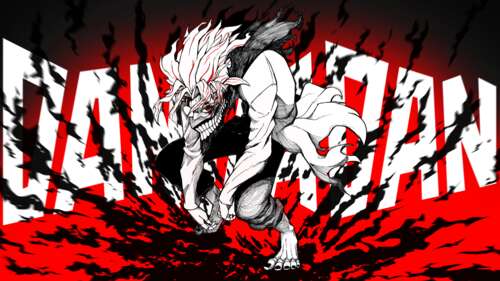 A stylized manga-style illustration of Okarun (Ken Takakura) from Dandadan against... pictures for wallpaper