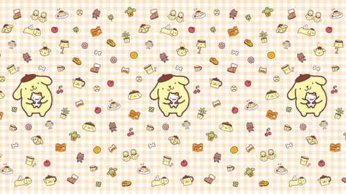A cute and high-quality cartoon illustration of Pompompurin from Sanrio. high definition wallpaper
