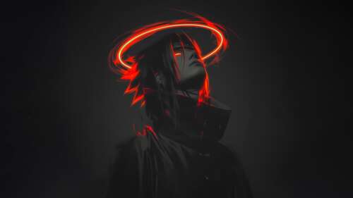 High-resolution dark aesthetic portrait of Sasuke Uchiha from Naruto. computer backgrounds