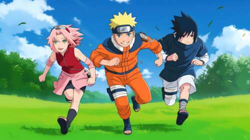 Naruto Uzumaki, Sasuke Uchiha, and Sakura Haruno from the Naruto anime series. hd background