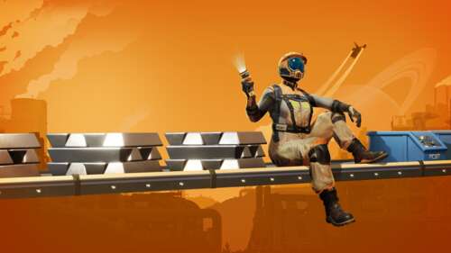 A futuristic space pioneer in advanced gear overlooking a vast, glowing, and highly... free wallpaper