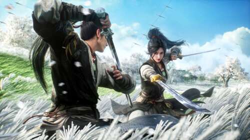 A detailed character from the game Where Winds Meet in traditional martial arts attire... pictures for wallpaper