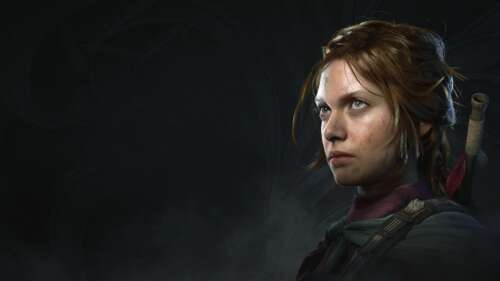 A highly detailed, cinematic character portrait set against a dark, atmospheric background,... wallpaper download