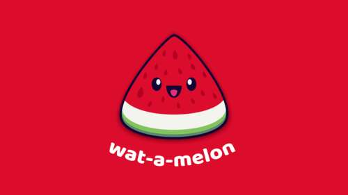 A cute, kawaii-style cartoon watermelon character with a friendly face and a vibrant... wallpaper