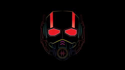 Minimalist high-contrast illustration of Ant-Man from Marvel Superheroes on a black... free wallpaper