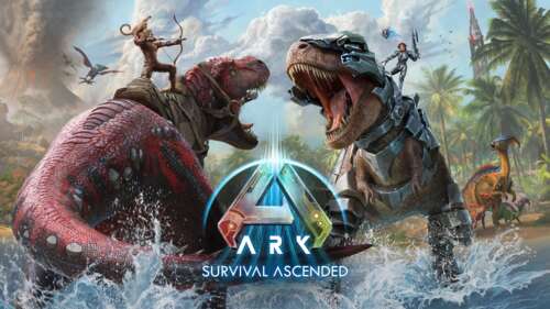 Cinematic key art for Ark: Survival Ascended featuring a survivor and prehistoric... free hd wallpapers